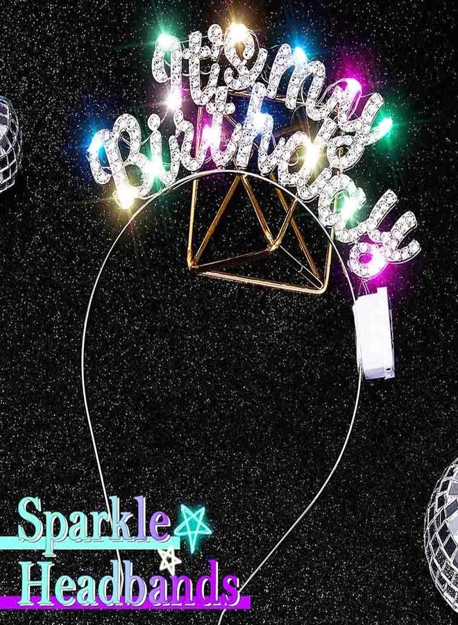 Zoestar Light Up Happy Birthday Headband Led Rhinestone Birthday Party Hair Accessories Women(Silver, One Size) - Image 4
